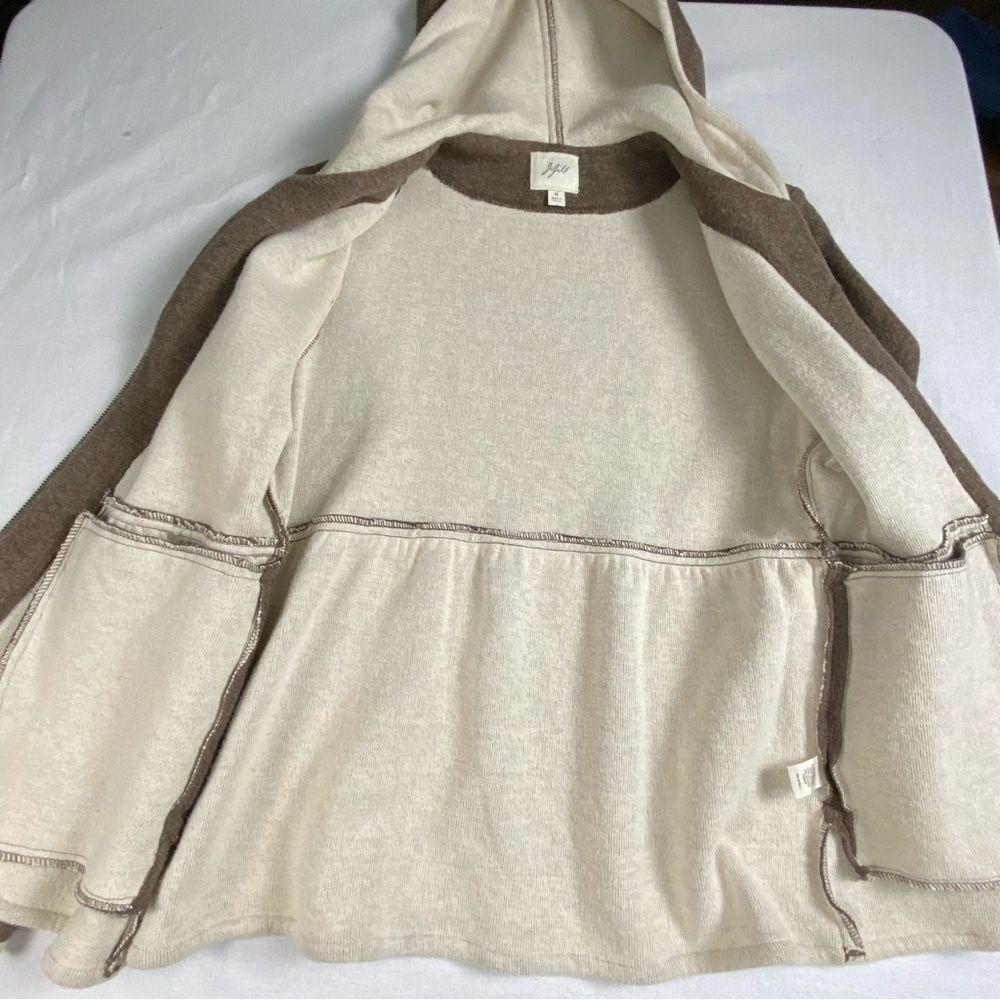 J. Jill‎ Brown Cotton Wool Hooded Zip Sweater Jacket Peplum Pockets M - Picture 5 of 13